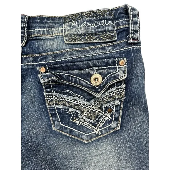 Hydraulic Bailey Crop Jeans Size 7/8 Denim Blue Stitching Women's Flip Pockets - Image 3