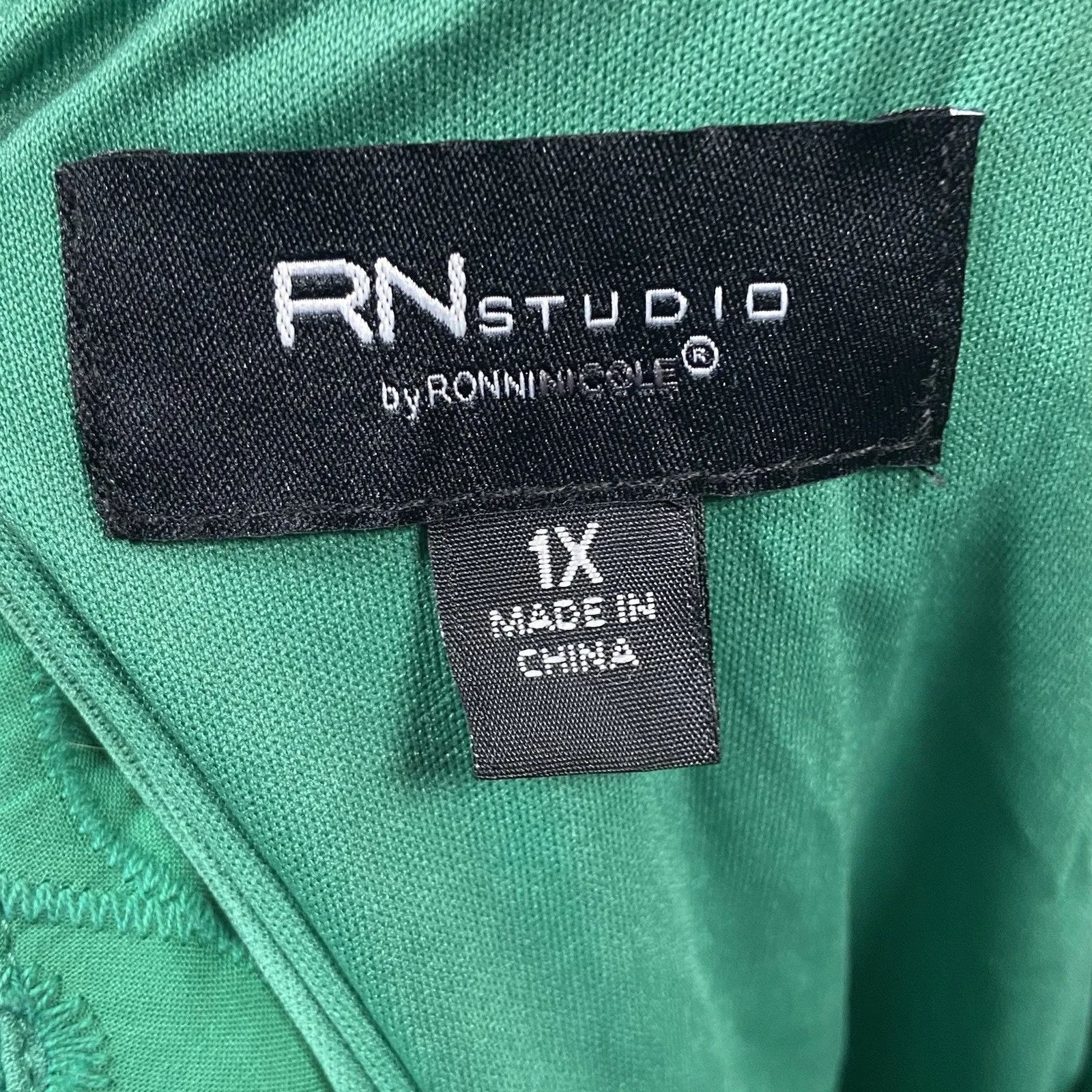 RN Studio Ronni Nicole Eyelet Dress Women's Size 1X Green 3/4 Sleeve Lined NEW - Image 5