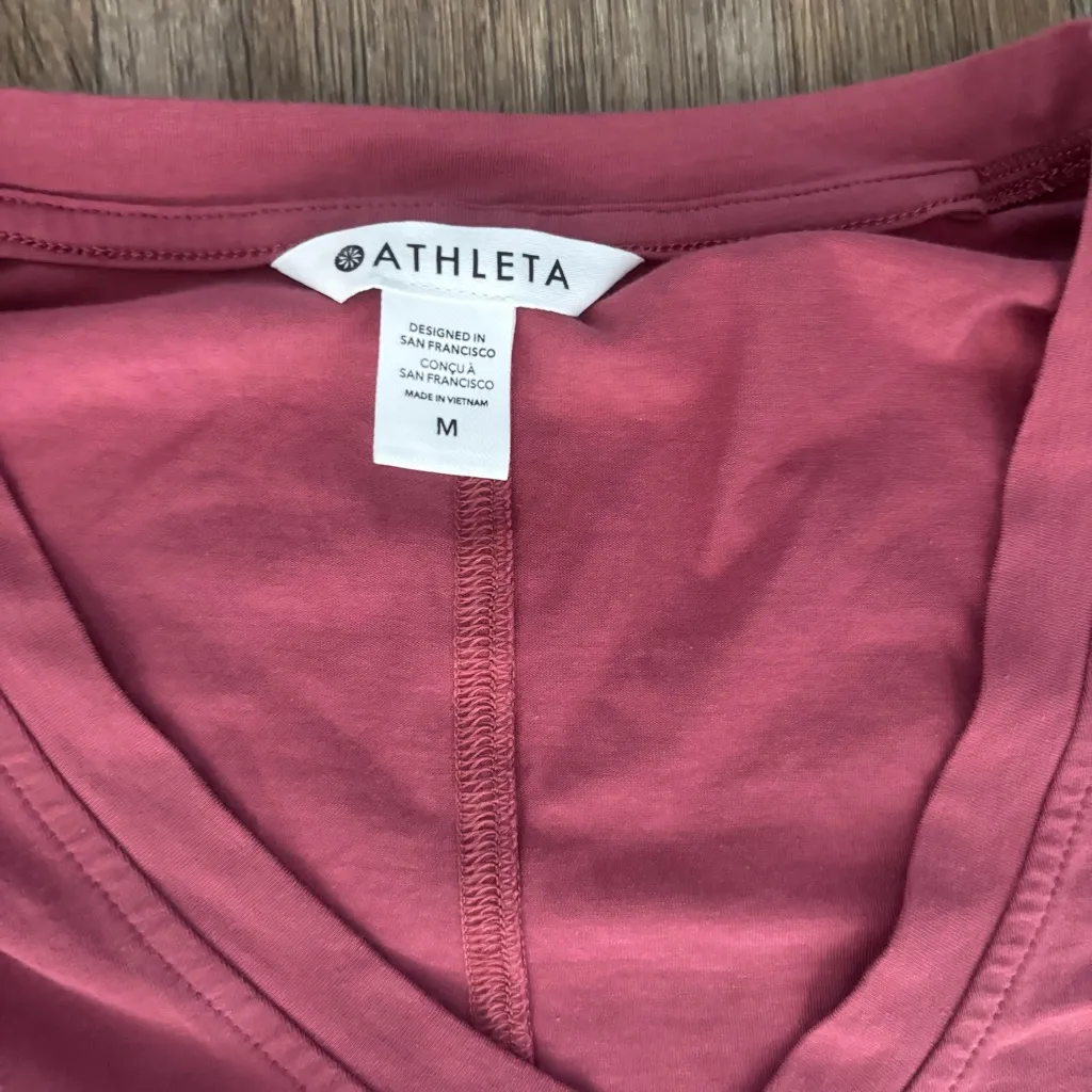 Athleta Cinched Waist V-Neck Tee Mauve Pink – Women’s Medium - Image 2