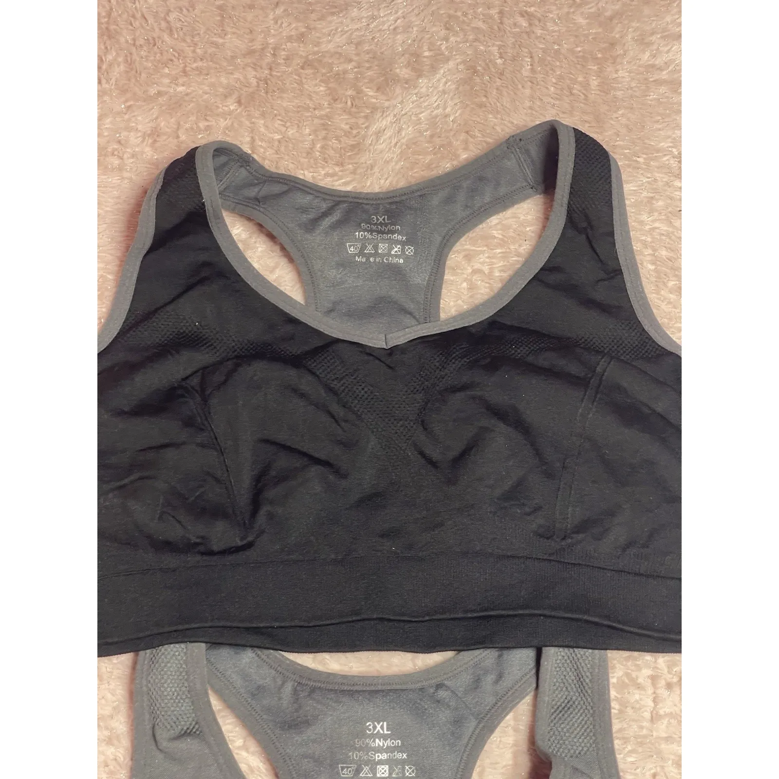 2 Bundle women's Sport Bra 3X Gray black racerback Size undefined - Image 3