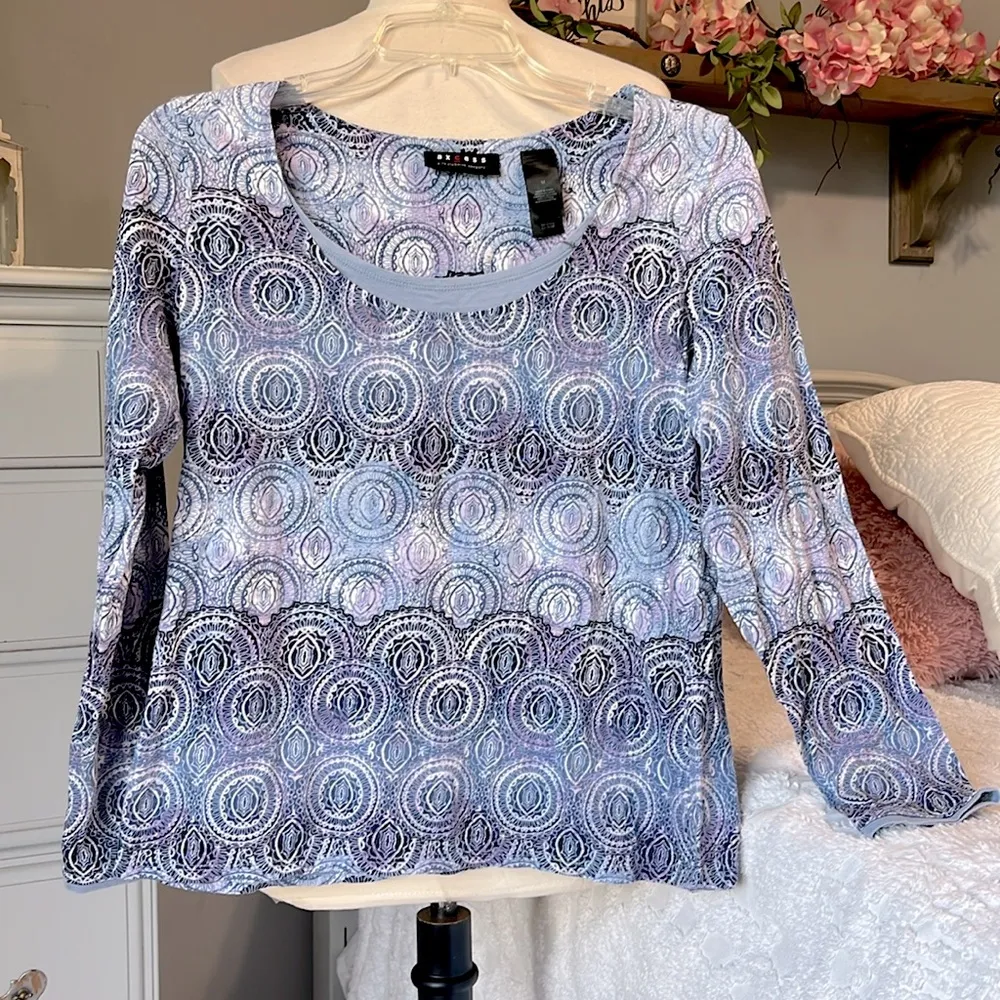 Axcess Liz Claiborne Blue Print Long Sleeve - Image 3