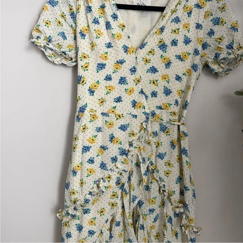 Anthropologie Lost &‎ Wander mama Mia midi wrap flower dress in cream xs Yellow - Image 6