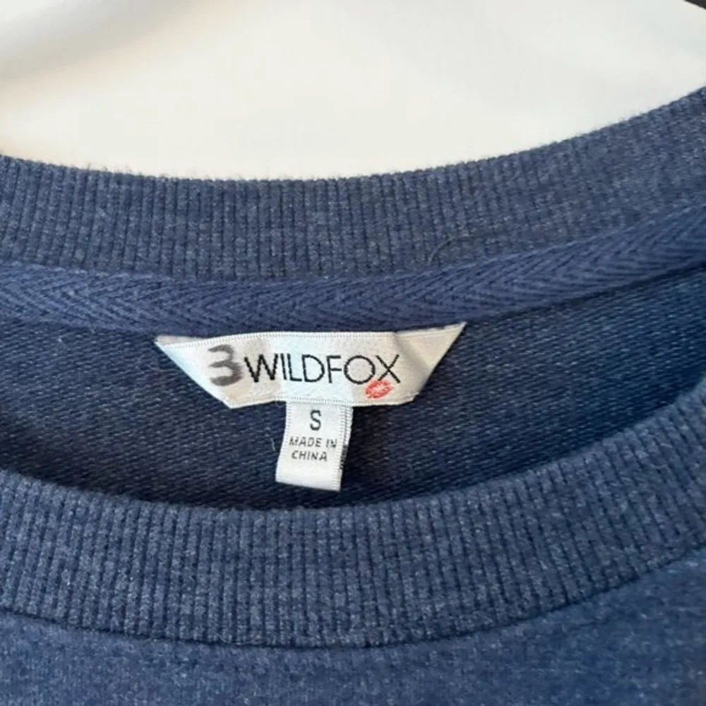 Wildfox Good Vibes Oversized Pullover Sweatshirt Navy Size S LIKE NEW - Image 4