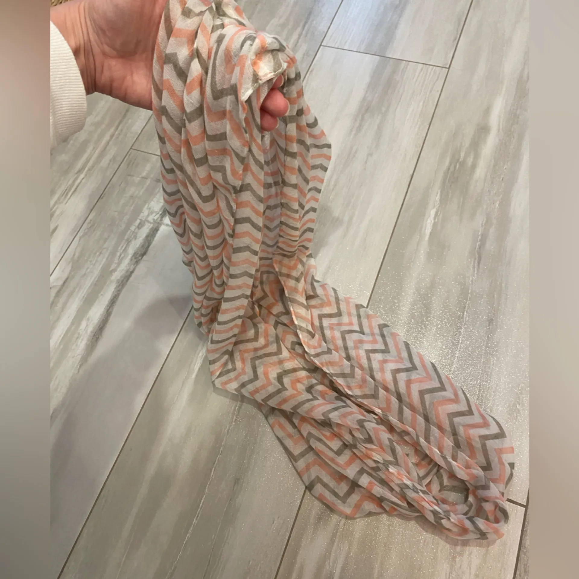 Pink and Gray Chevron Circular Viscose Lightweight infinity Scarf, One Size - Image 7