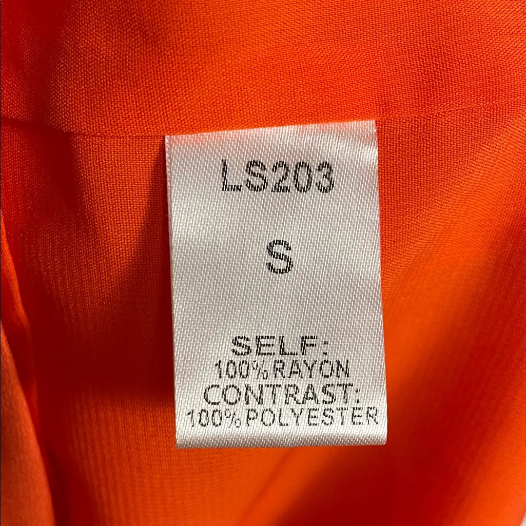 THML Women’s Patterned Navy Blue White Orange Sleeveless Chic Office Work Dress - Image 9