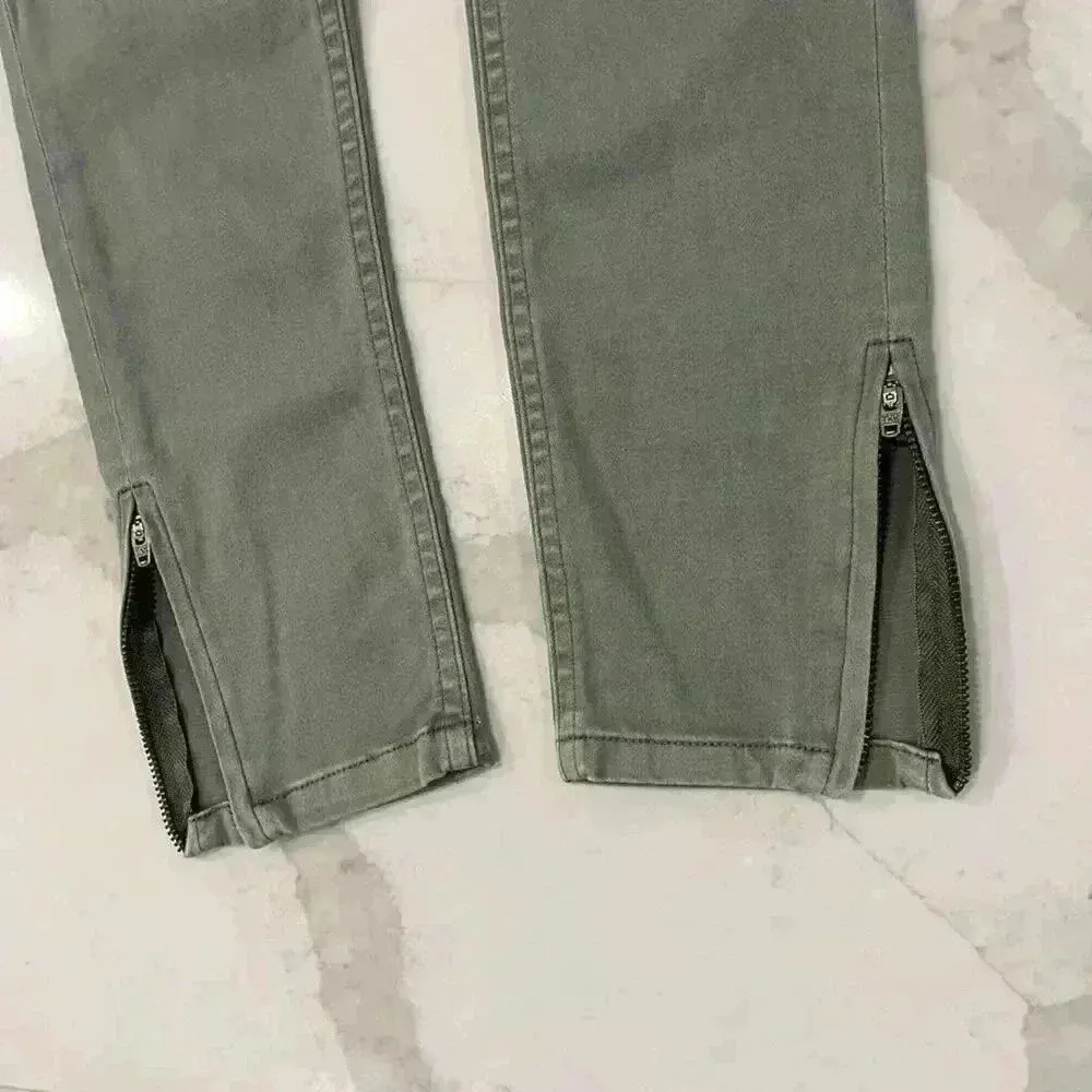 Roxy Cargo City Pants Army Green Zipper Ankles Womens 24 Utility Casual Slim Fit - Image 2