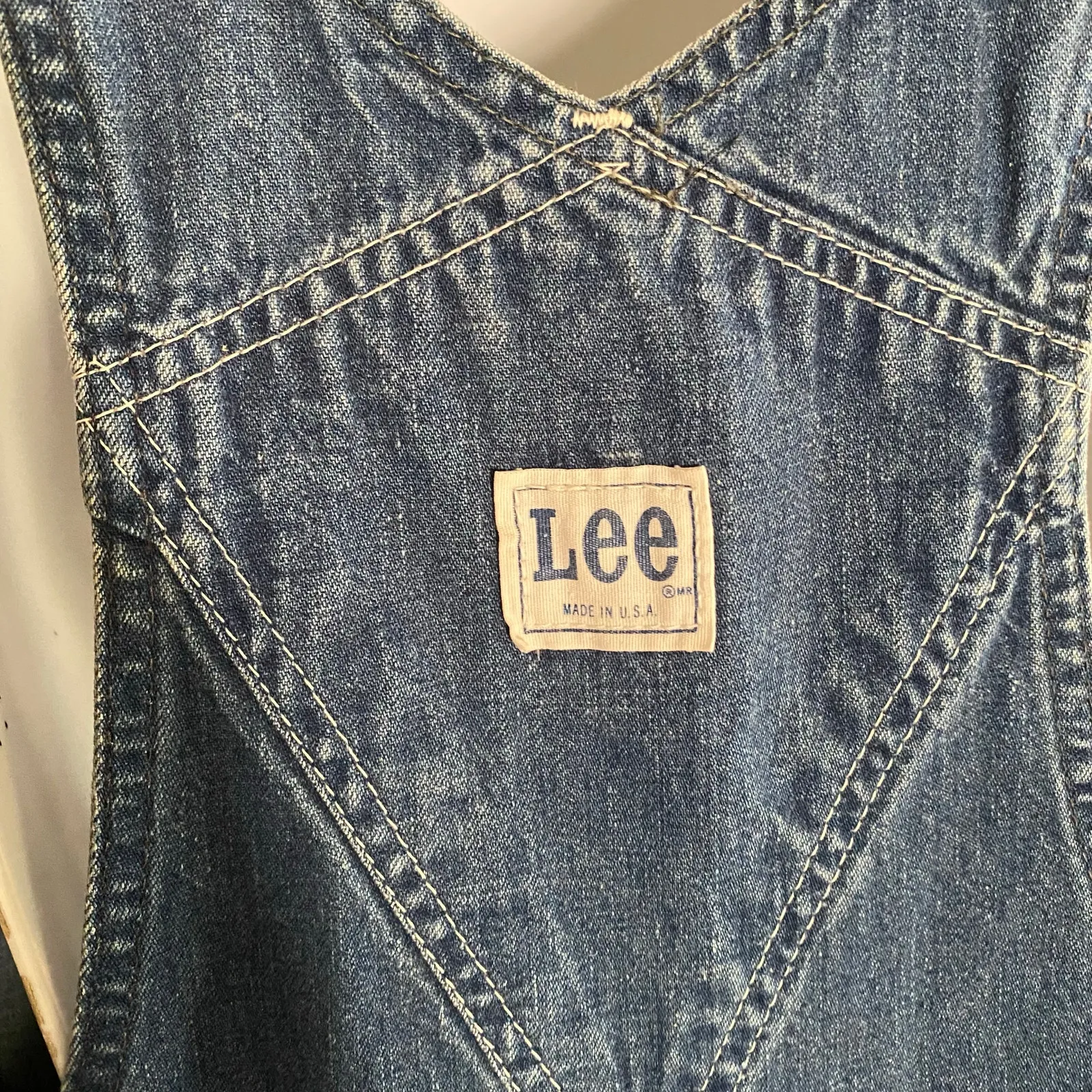Size XS//Vintage 70s Lee Denim Straight Leg Overalls Blue - Image 5