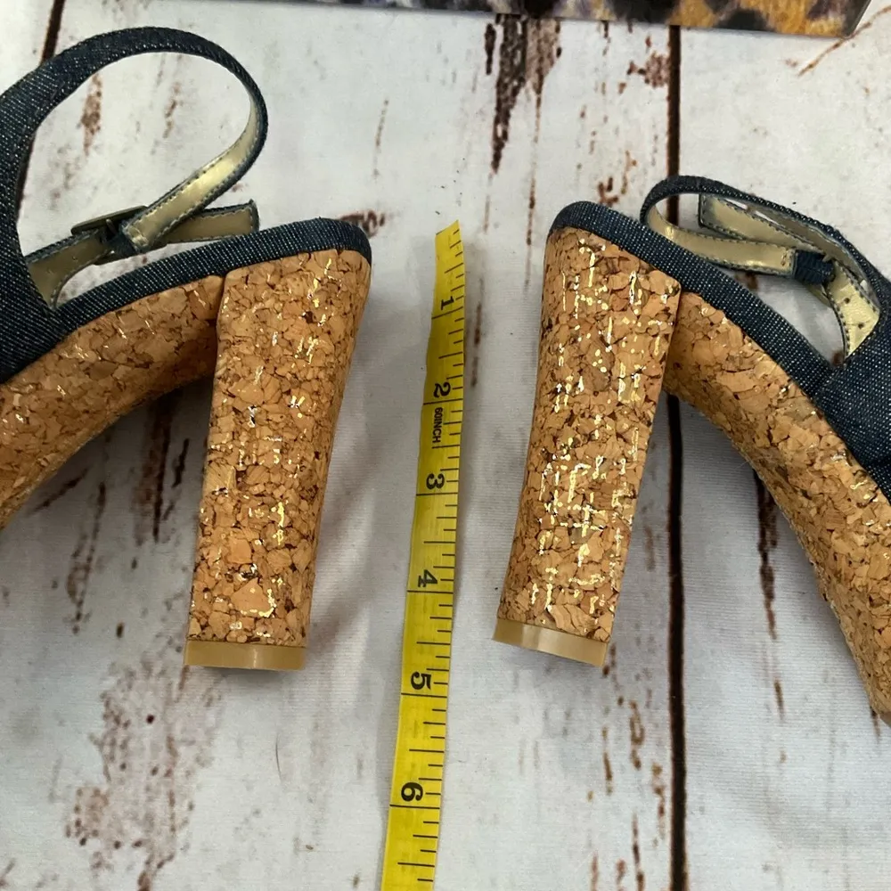 XOXO DENIM AND CORK SLINGBACK HEELS - Image 3