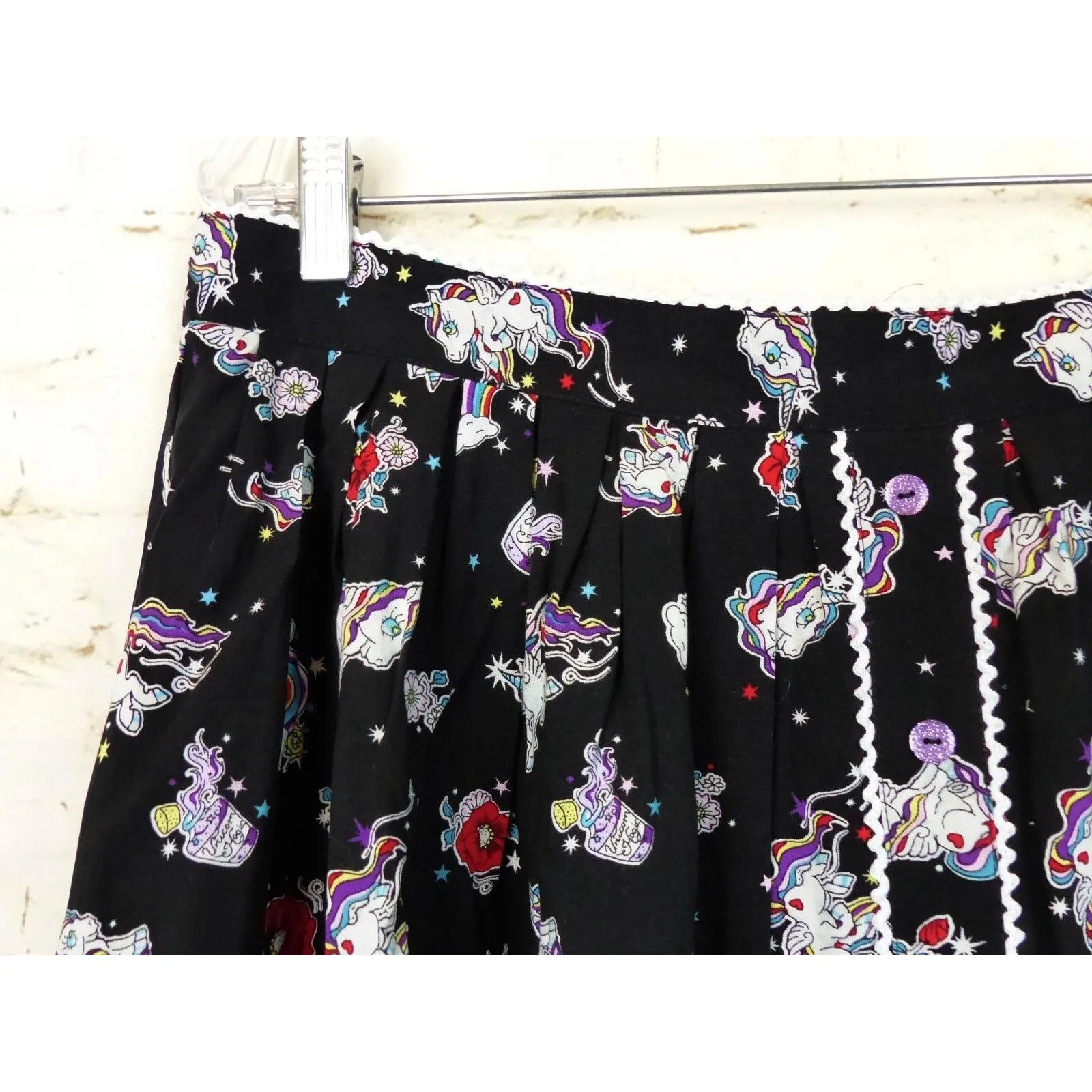 Hell Bunny Skirt Women XL Black Unicorn Rainbow 60s Mod Retro Kidcore Kawaii NWT - Image 4