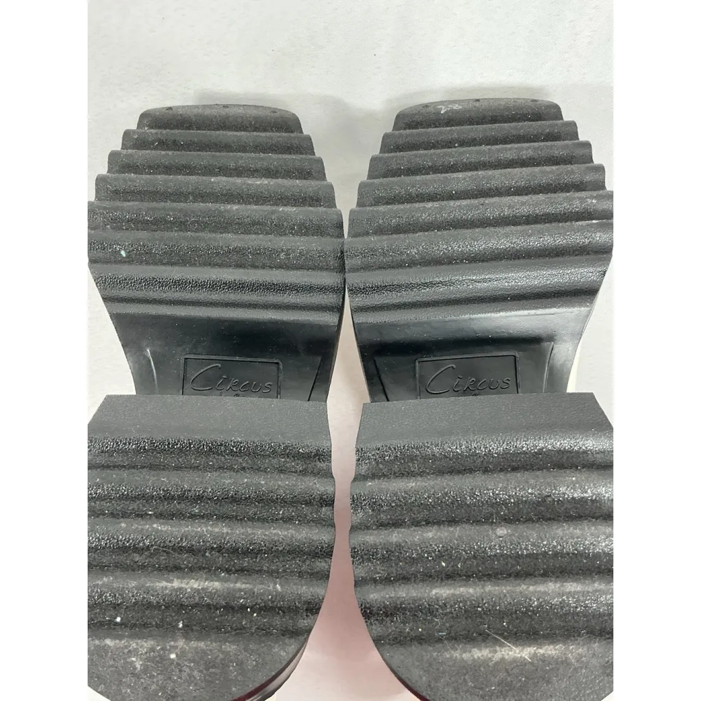 Womans Circus Pullon Ankle Boots 9 White Black Square Toe Chunky Heel Elastic - Image 8