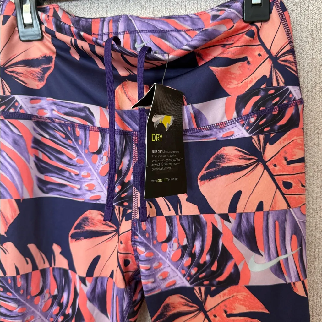 Nike Dri-Fit Womens Small Fast Crop Runway Floral High Rise‎ Drawstring leggings - Image 4