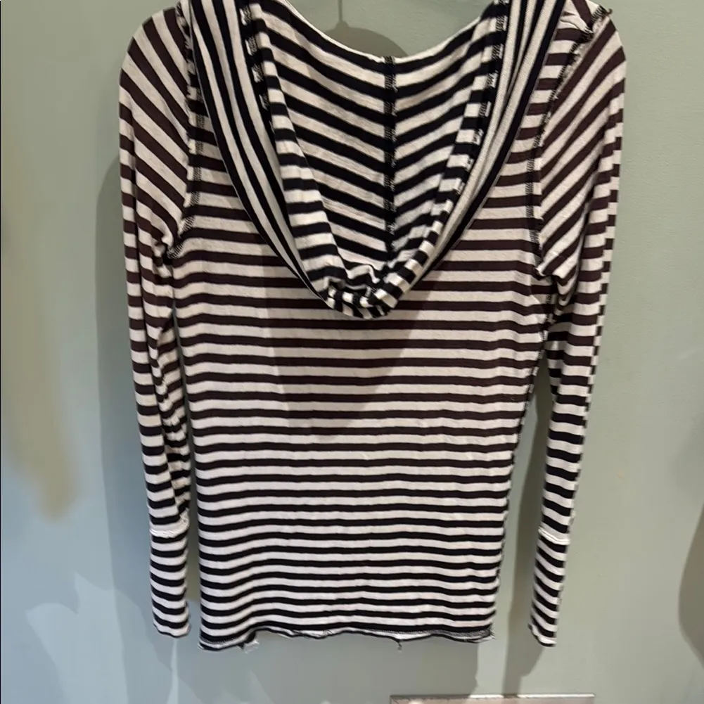 We The Free Black and White Long Sleeve Hoodie with Sailor Collar - Image 3