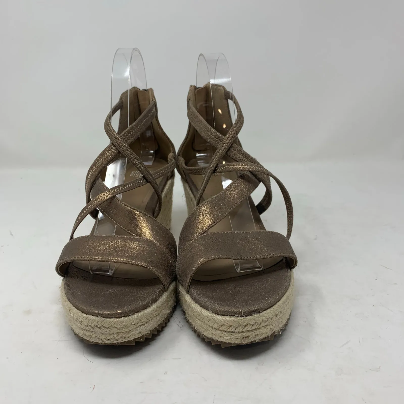 Eileen Fisher Wanda Espadrille Cross Strap Wedge Sandal Metallic Leather Size 8 - Image 5