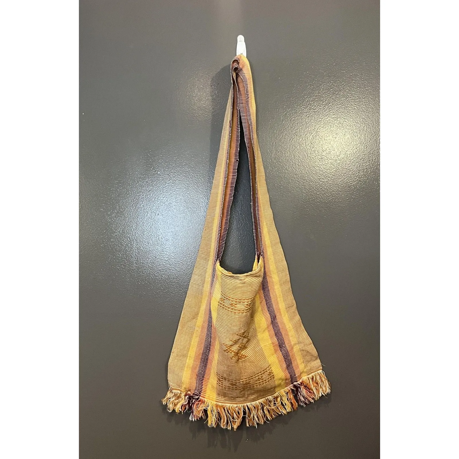 Vintage Handwoven Tote Bag Shoulder Purse Striped Ethnic Boho Festival 90s - Image 6