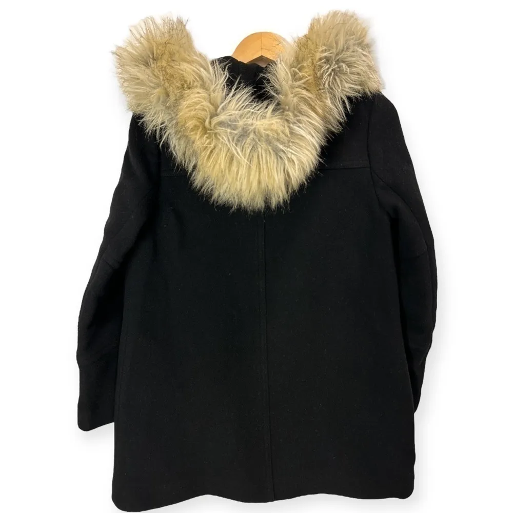 J Crew Coat‎ Women size 4 Black Tan Stadium Cloth Nellie Gori Wool Blend Utility - Image 2