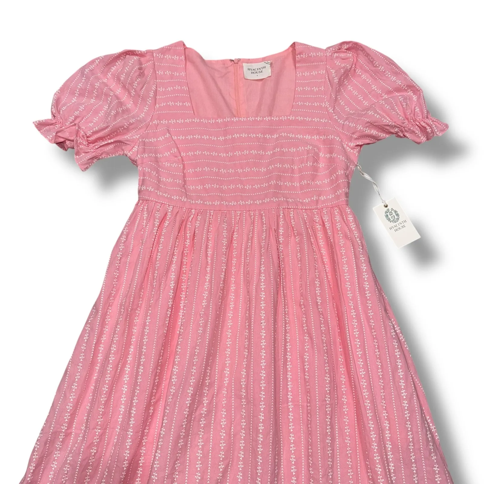 Hyacinth House Pink Maxi Dress‎ Square Neck Puff Sleeve Smocked Summer - Image 7