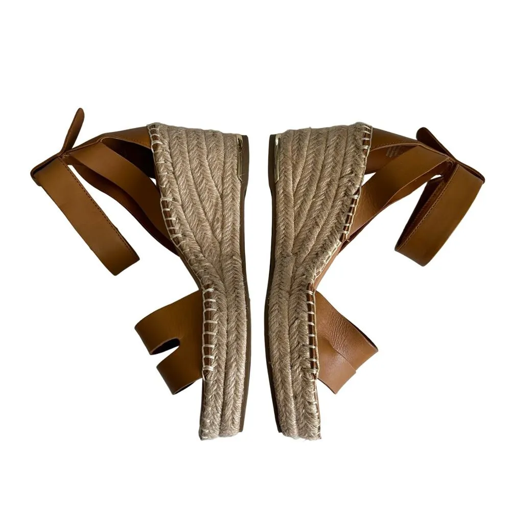 Franco Sarto Callia Cognac Strappy Leather
Wedge Espadrille Sandals Size 7 - Image 4