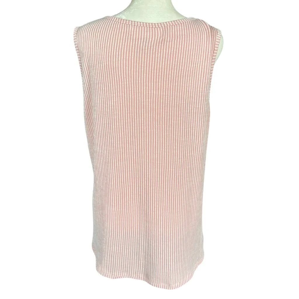French Laundry pink and white striped stretchy sleeveless pullover tank top XL - Image 4
