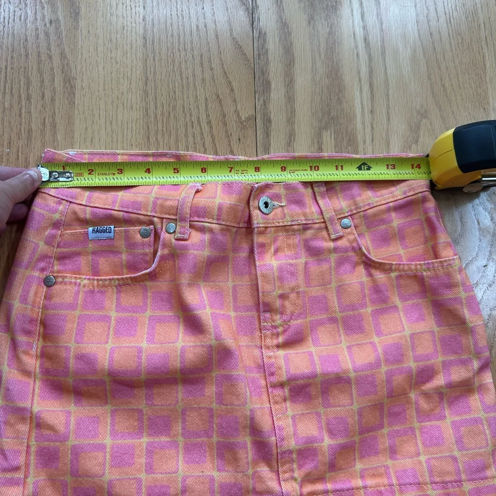 THE RAGGED PREIST Ragged Jeans Doll Denim Mini Skirt Size 24 Pink Orange - Image 5