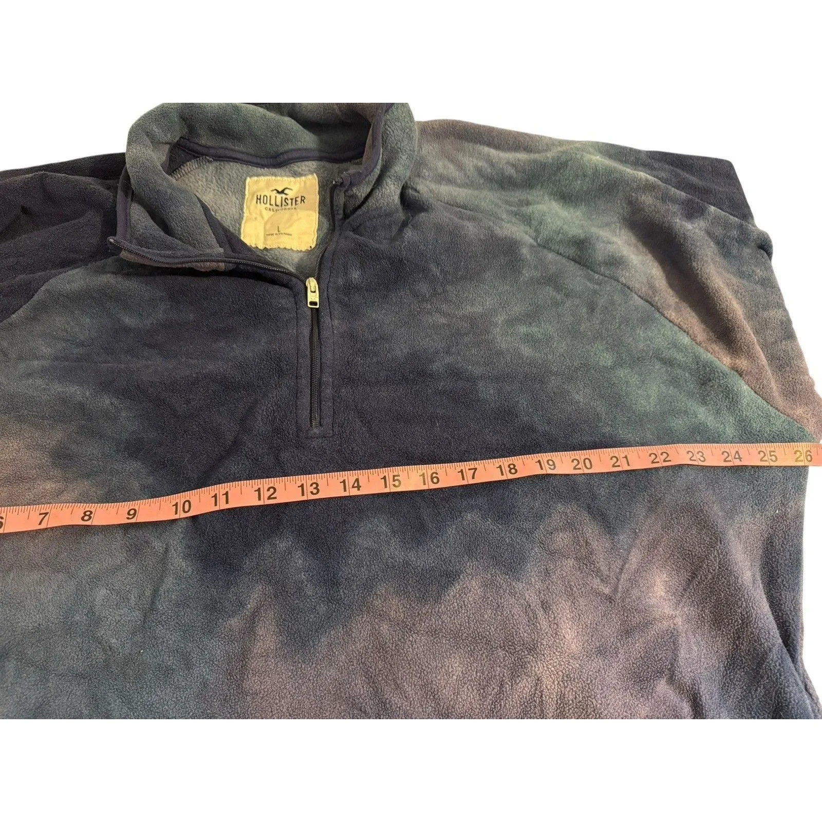 EUC Hollister Galaxy Fleece Blue Purple Tie Dye Quarter Zip Pullover Size Large - Image 5
