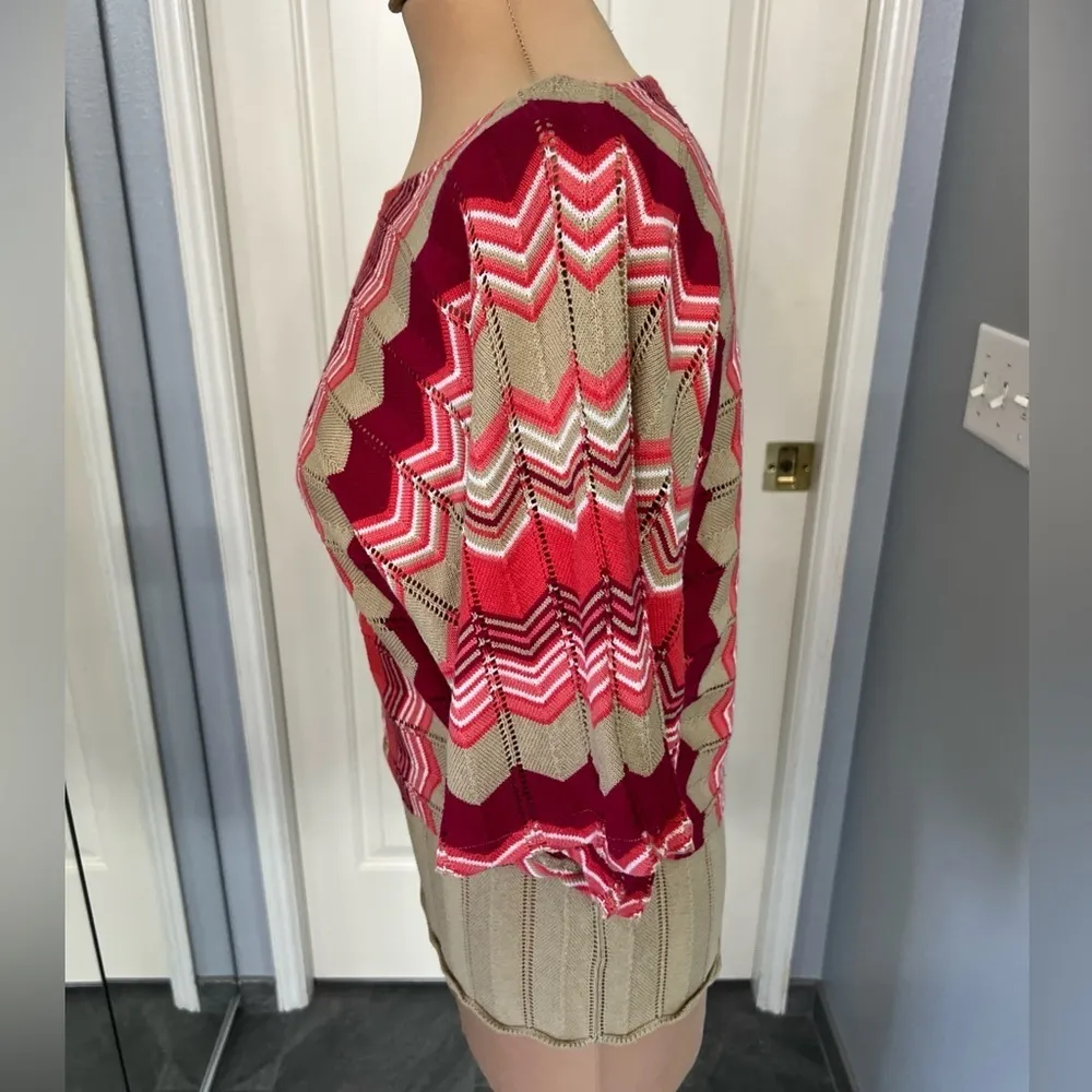 August Silk Retro Zig‎ Zag Colorful Pullover Boho Sweater - Image 6