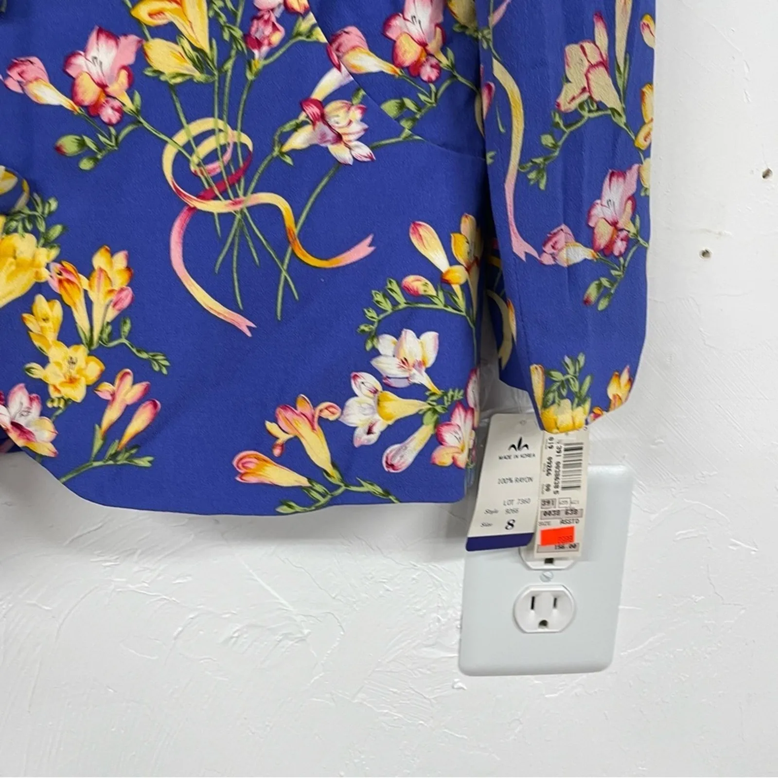 Vintage Herman Geist Blue Floral Print Blazer & Maxi Dress 2 Piece Matching Set Size 8 - Image 9