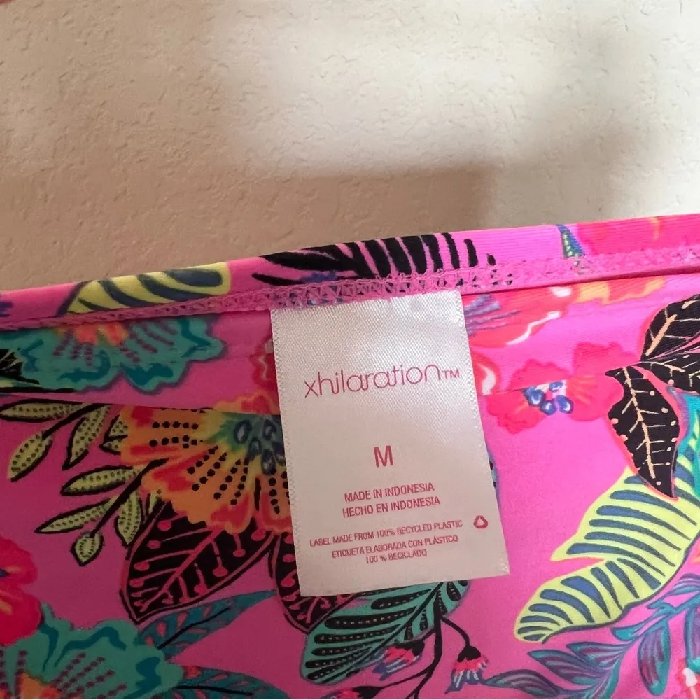 Xhilaration Neon Pink Tropical Floral Bikini Set - Image 10