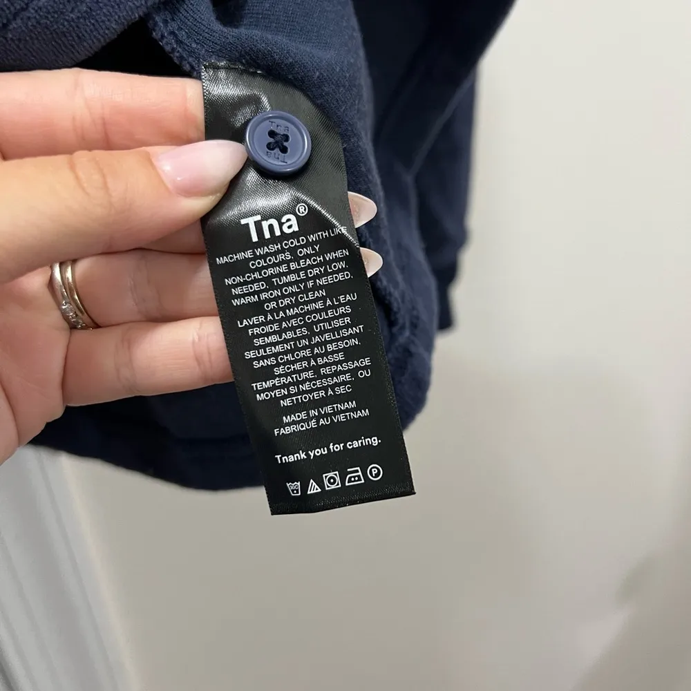 Tna Blue Velour Long Sleeve Polo Shirt Size Small - Image 6