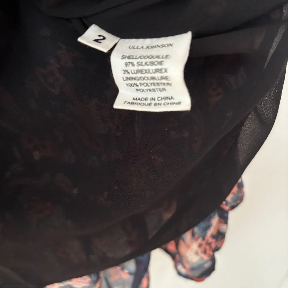 Ulla Johnson Cecily Mini Dress Cosmos Silk Ruffle Long Sleeve Size 2 XS Metallic - Image 11