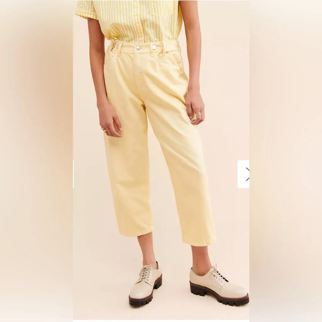 Edwin Maiia Lemonade Yellow Cropped Wide Leg Jeans Size M‎ - Image 7
