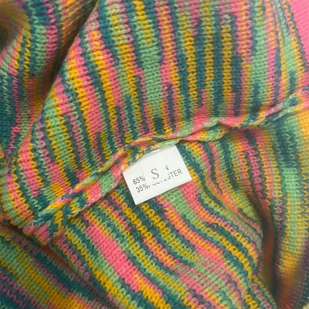 Women's Geometric Knit Bodycon Mini Dress Sleeveless Multicolor Size S Y2K - Image 8