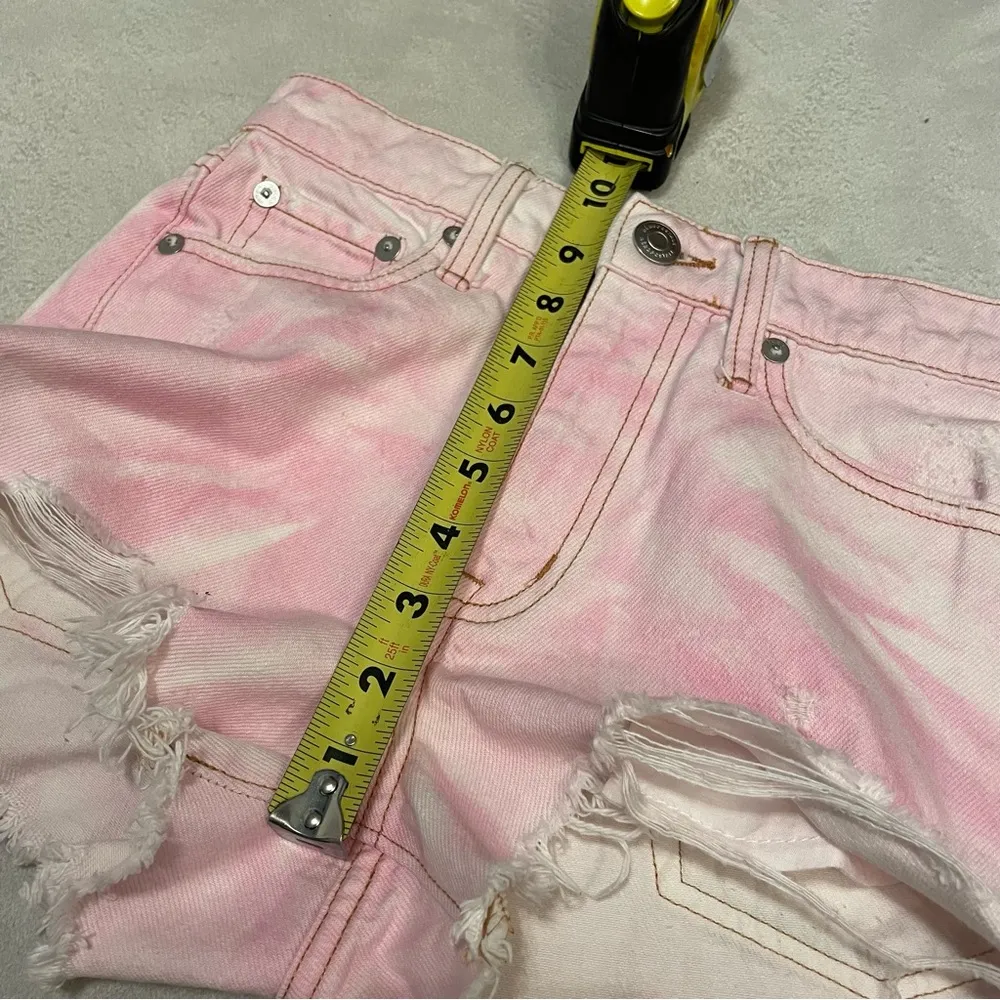 Aeropostale high rise Shorty Denim Shorts Tie Dye pink 000 - Image 11