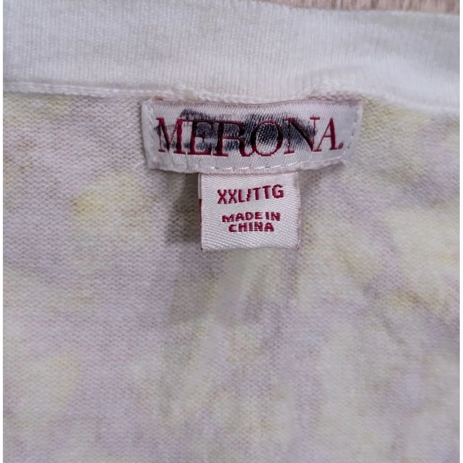 Merona Plus XXL‎ Yellow Tan Print Button Up V Neck Cardigan Sweater - Image 2