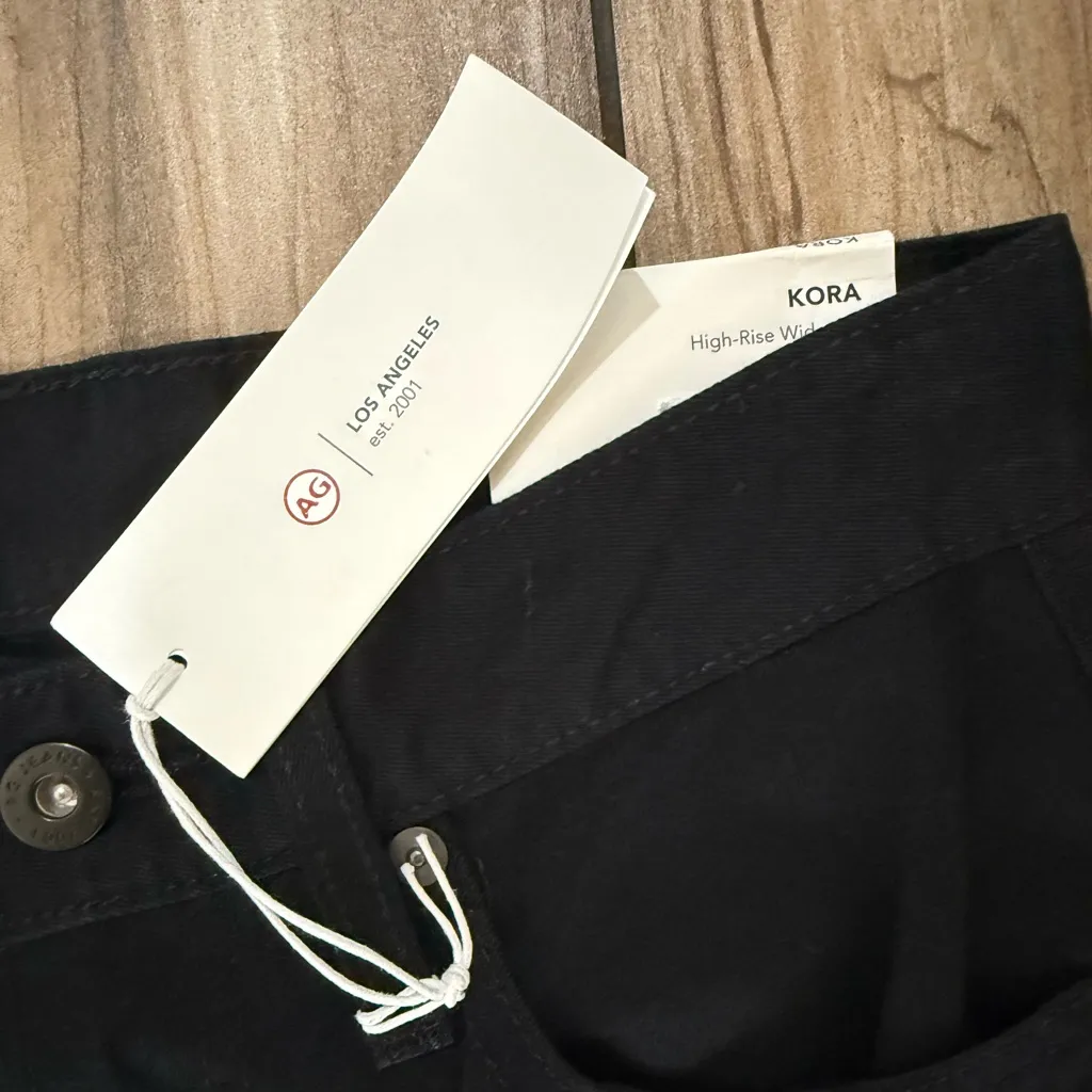 NWT AG Kora High Rise Wide Leg Jeans Black‎ Sz 26 $ 210 - Image 5