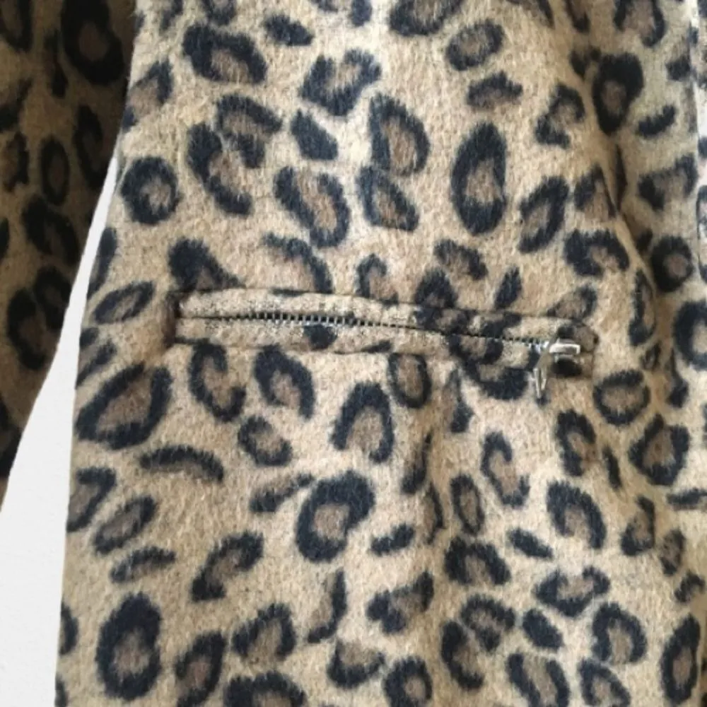 Kendall & Kylie Leopard Front Snap Coat Tan XS - Image 4