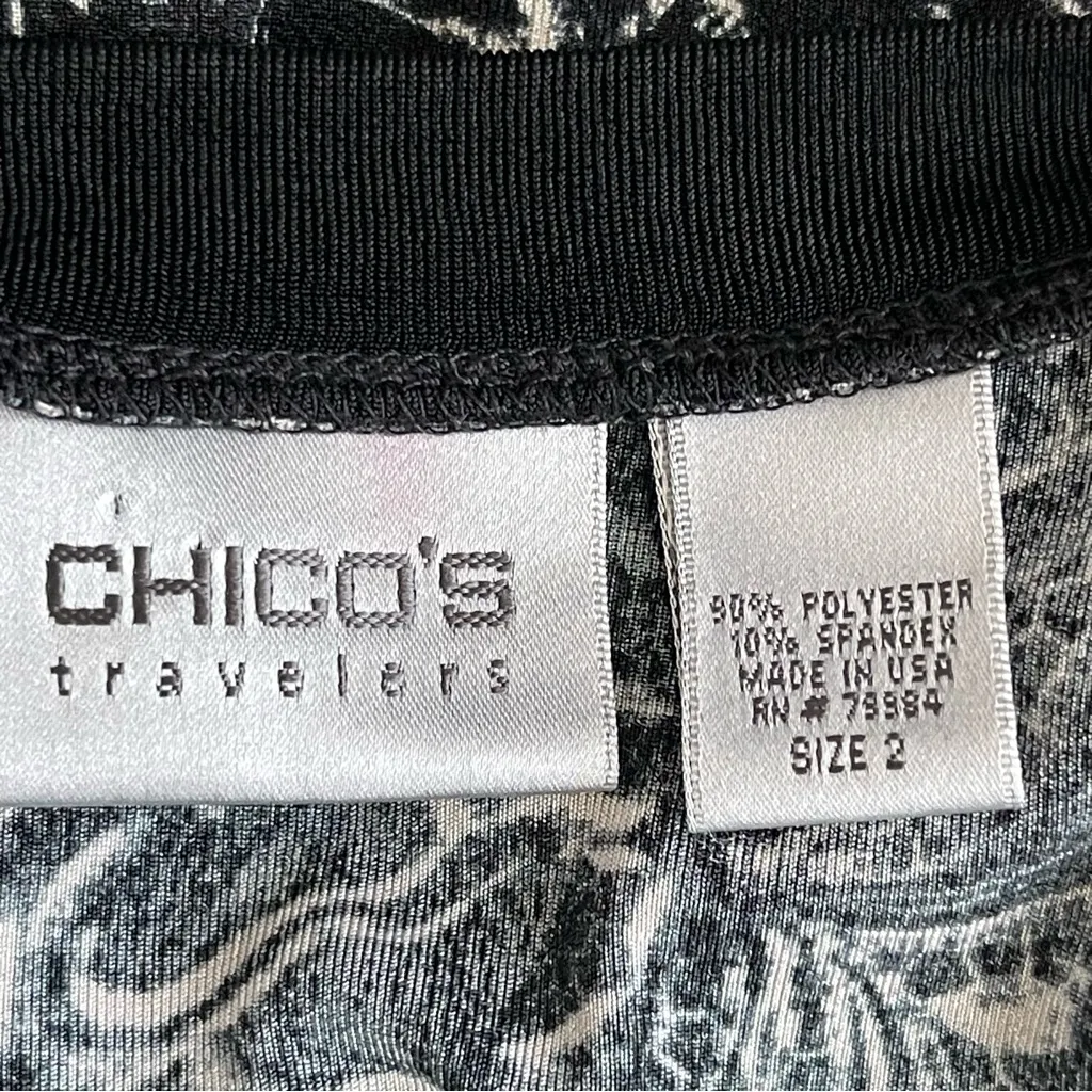 Chico’s Travelers Slinky Faux Wrap Floral Blouse Top Women’s Size 2 US L/12 - Image 7