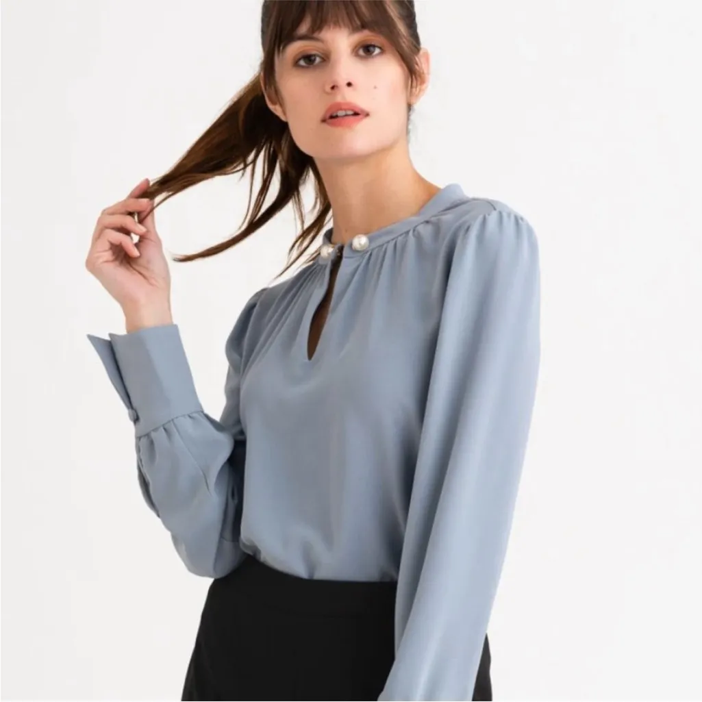 Petite Studio NYC Buvette Blouse in Dusty Blue Size XS - Image 2