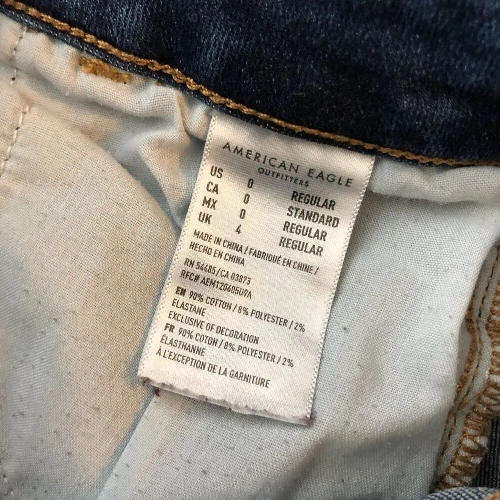 American Eagle Distressed Jegging Crop Jeans Next Level Stretch Regular Fit 0 - Image 5