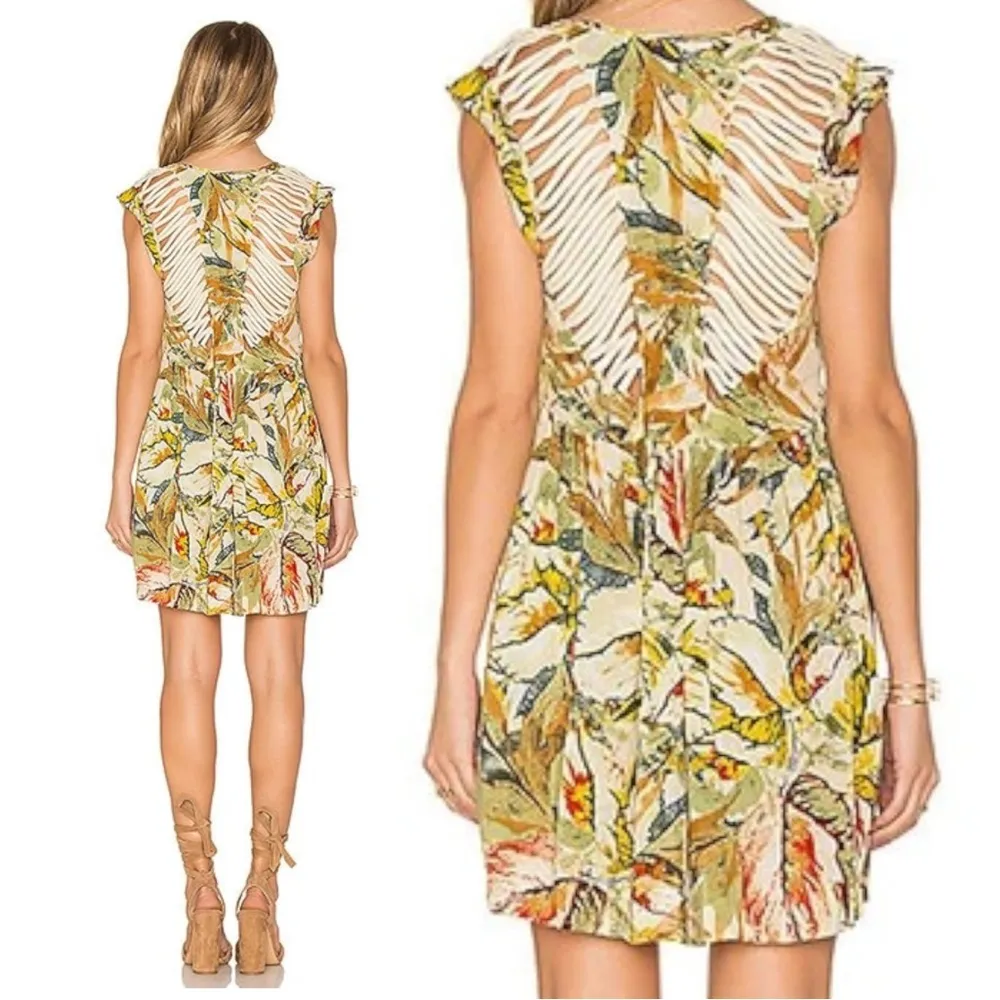 Revolve Raga Makki Valley Cap Sleeve Mini Dress in Sage NWT Boho Cut out Small - Image 3