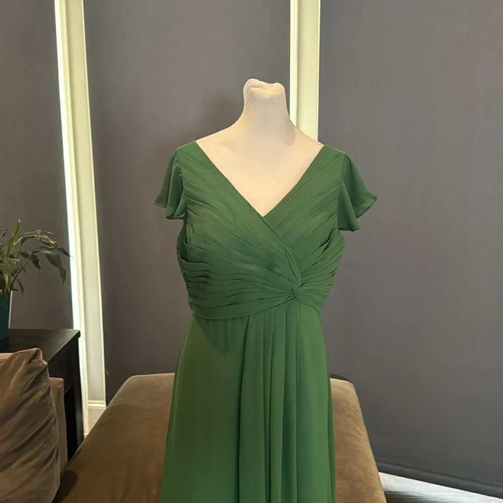 Women’s Green Full Length Chiffon V - Image 2