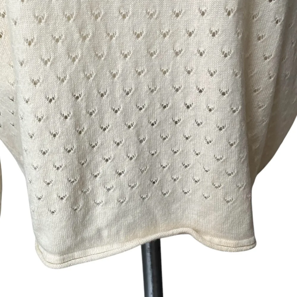 Vince Ivory Pointelle Wool Cashmere Boatneck Drop Sleeve Sweater, Sz S - Image 16