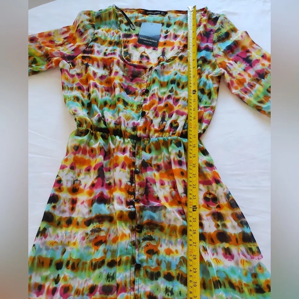 Xinshina Colorful Button Down Swimcover Maxi Dress Size L Beach Cover Up NWT Size L - Image 11