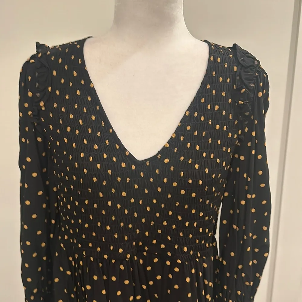 Madewell Smocked Elastic Top Polka Dt V-Neck Dress Sz M - Image 2