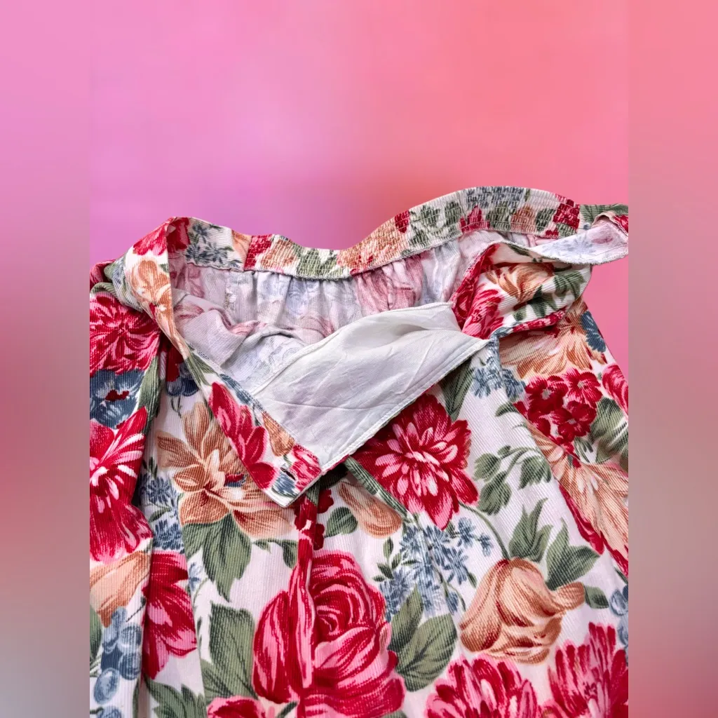 Vintage 1980s Russ Corduroy Light Pink Floral A - Image 8