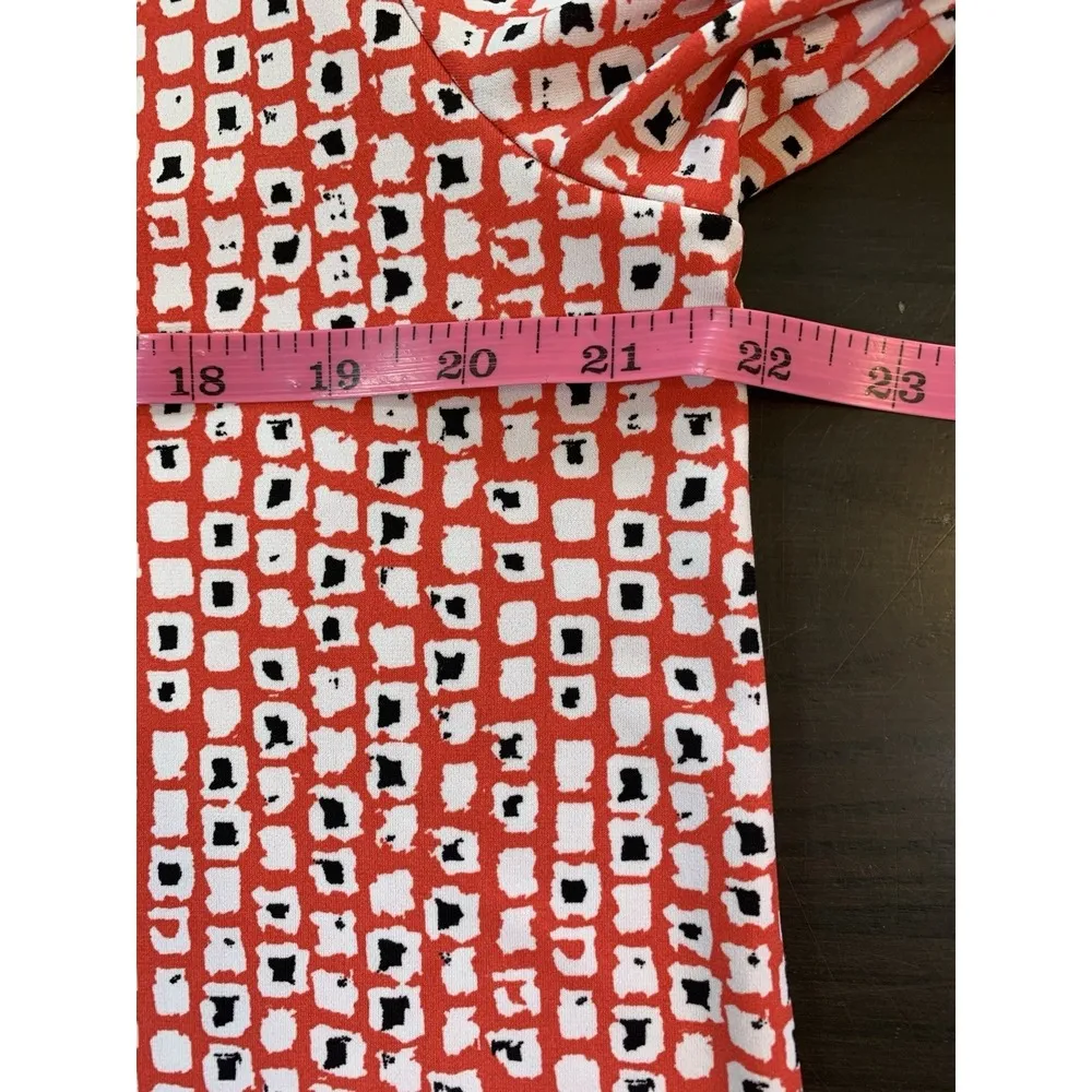 Clara Sun Woo Geometric Print Shirt Blouse Top Large Flowy Stretch Office Church Red - Image 7