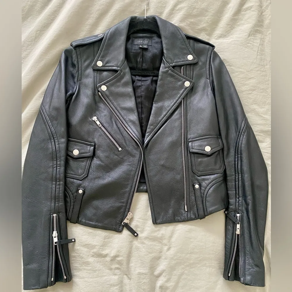 Theory Leather Adashi Moto Jacket - Image 4
