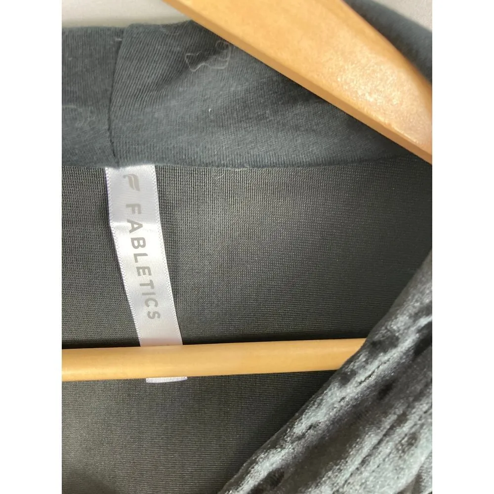 Fabletics Crushed Velour Zip Up Hoodie Black Size 2X - Image 4