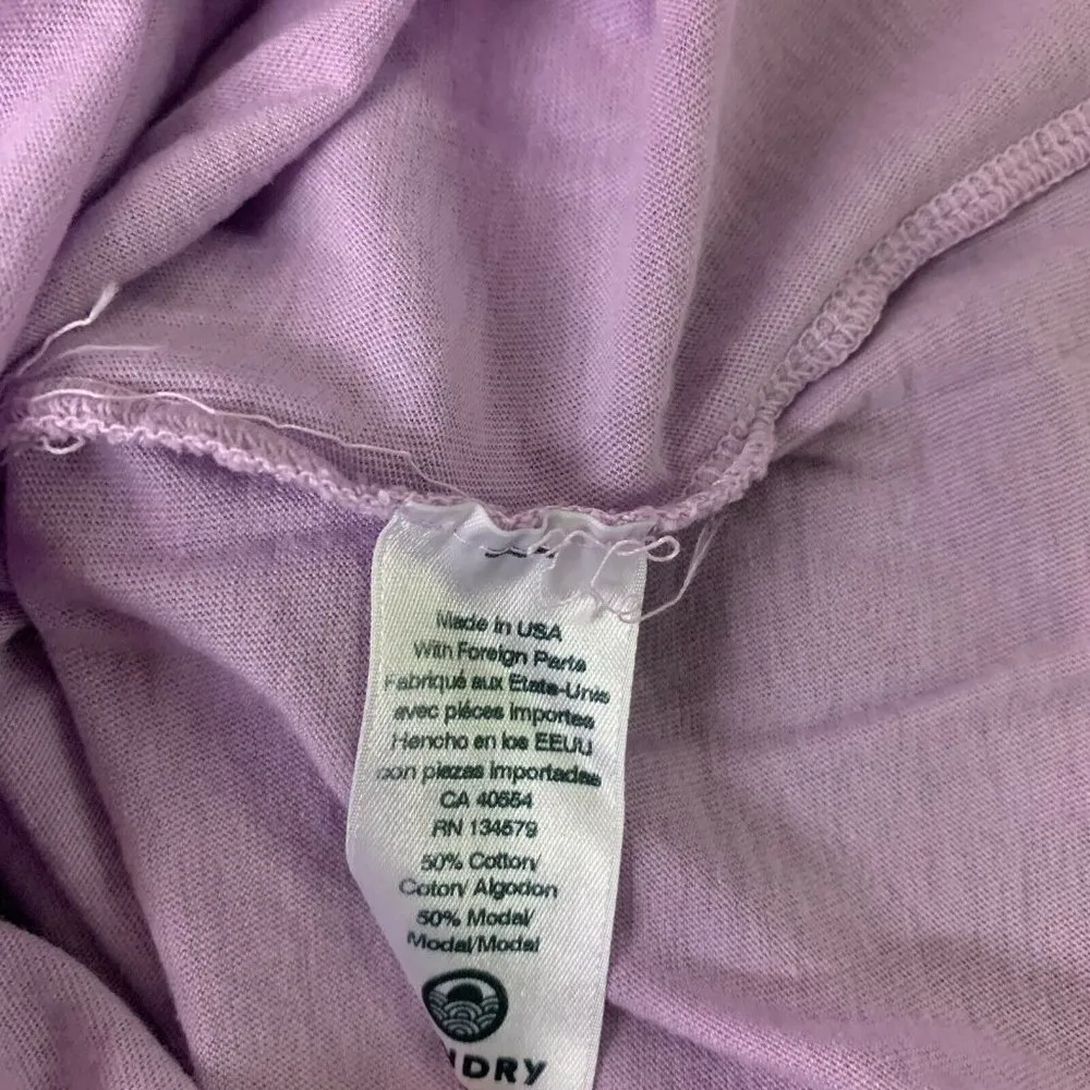 Sundry Womens Purple Lilac White Tie Dye Print Long Sleeve T-Shirt - Image 3