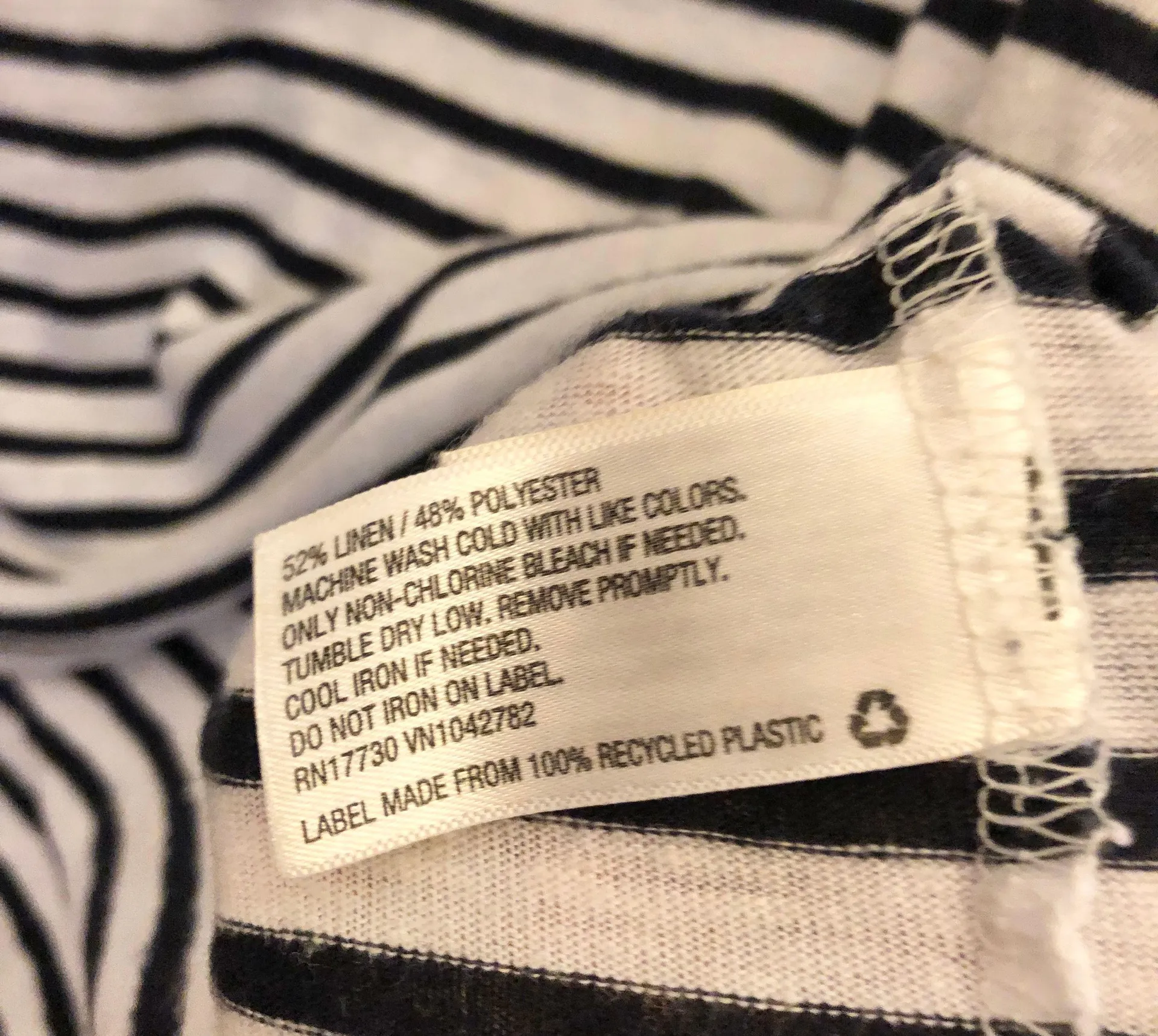 A New Day Linen Blend Petal Sleeve Striped Ruffle Top White Black Medium - Image 4