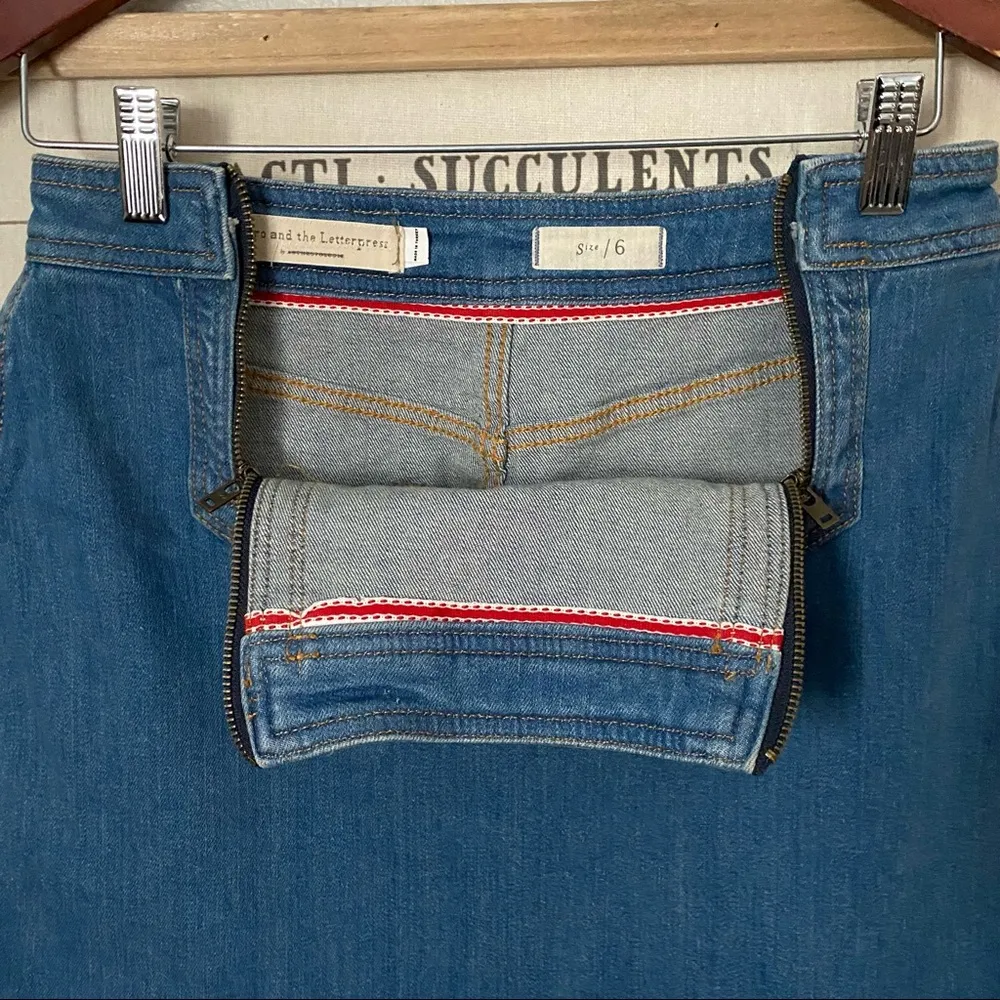 Pilcro & the Letterpress for Anthropologie Denim Mini Skirt - Image 8